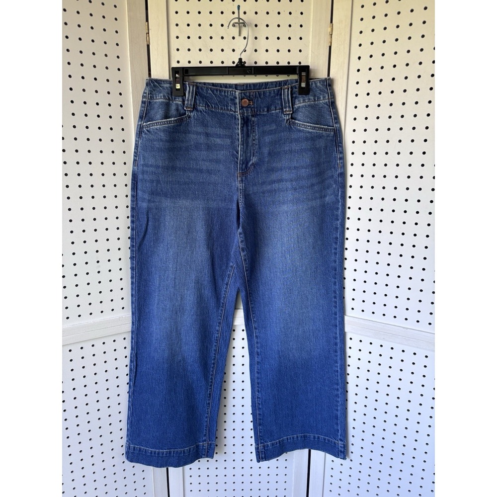 Talbots 12P Classic Jean Trouser Denim Pants Wide Leg Cotton Stretch